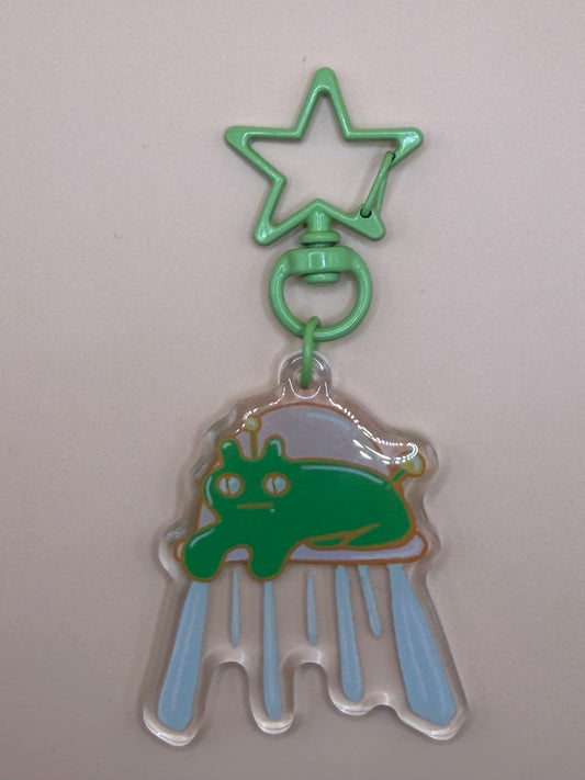 Alien Cat Beam Me Up Keychain